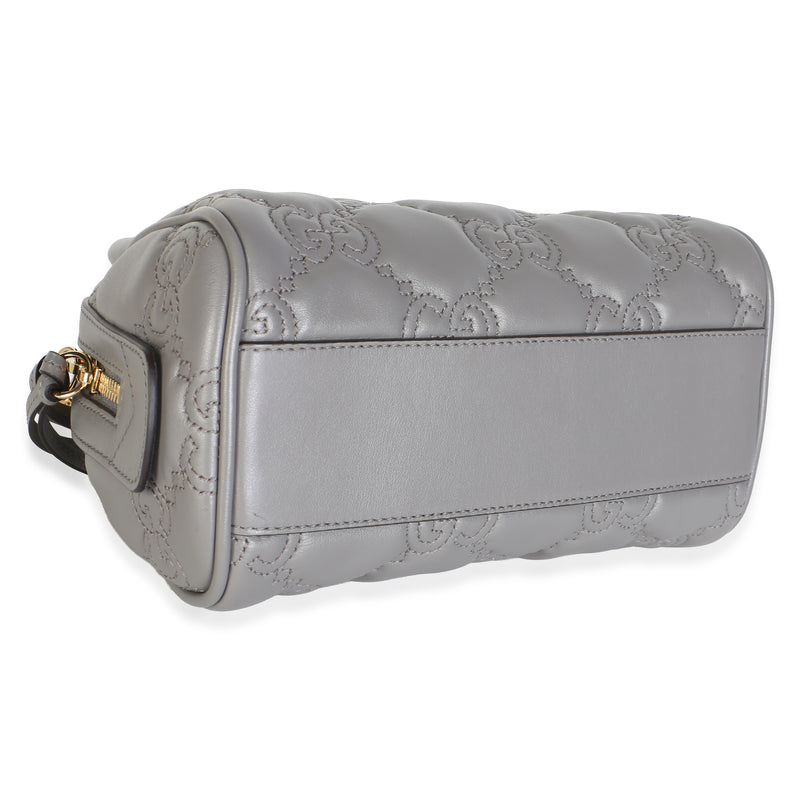 Gucci Dusty Grey Gg Matelasse Calfskin Mini Bowler Bag Gray Leather
