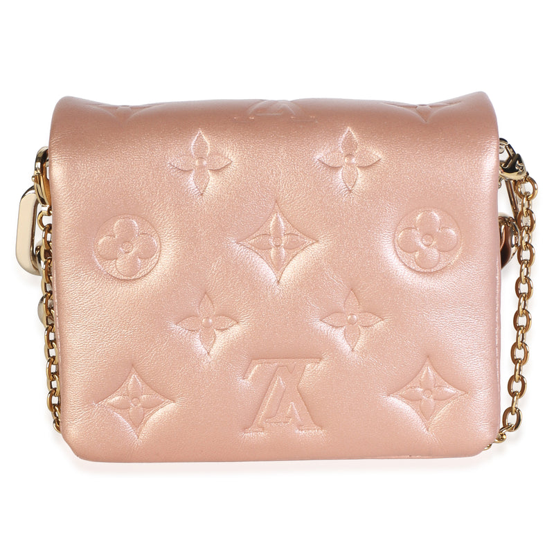 Louis Vuitton Metallic Pink Embossed Monogram Lambskin Coussin Belt Bag Leather