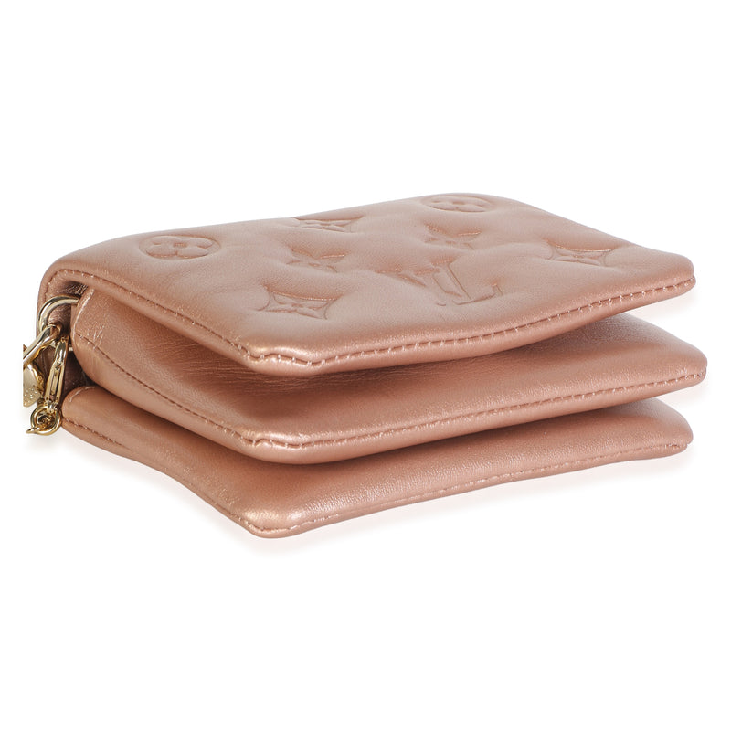 Louis Vuitton Metallic Pink Embossed Monogram Lambskin Coussin Belt Bag Leather