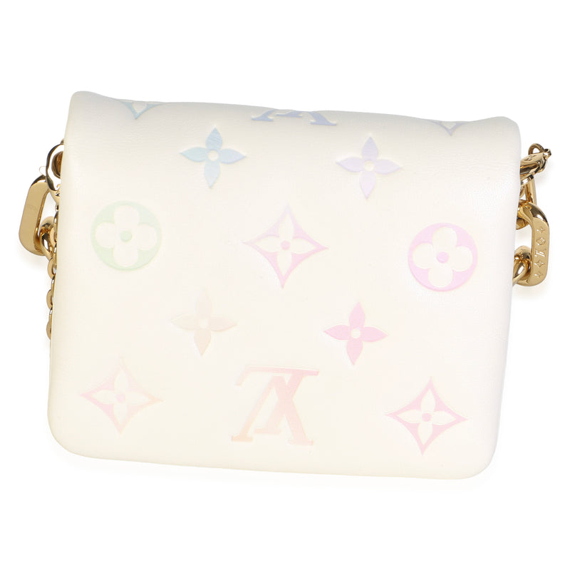 Louis Vuitton Cream Multicolor Gradient Embossed Monogram Lambskin Coussin Belt White Leather Bag