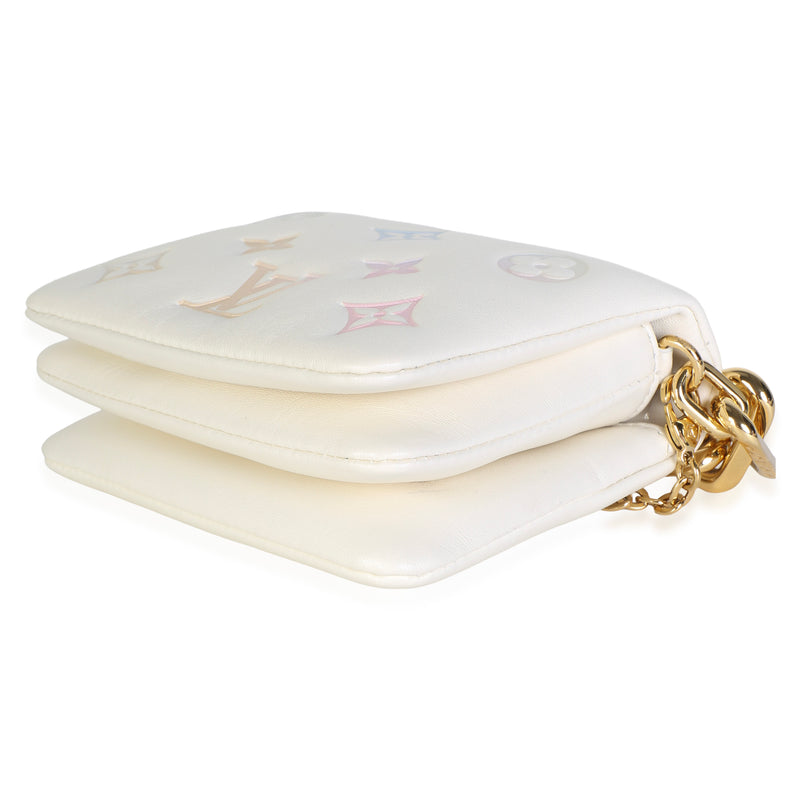 Louis Vuitton Cream Multicolor Gradient Embossed Monogram Lambskin Coussin Belt White Leather Bag