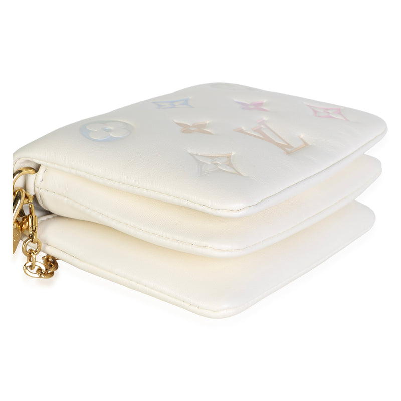 Louis Vuitton Cream Multicolor Gradient Embossed Monogram Lambskin Coussin Belt White Leather Bag