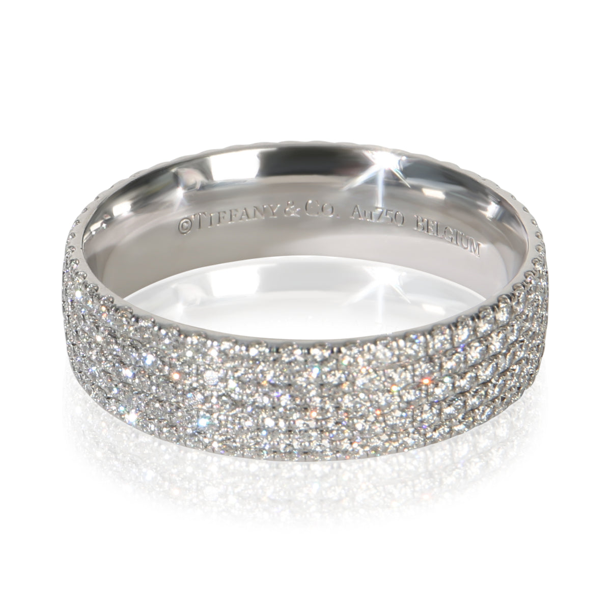 Tiffany & Co. White Gold Diamond Metro 5 Row Band 18k Rings