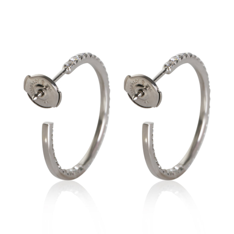 Tiffany & Co. White Gold Diamond Medium Model Metro Hoop Earrings 18k
