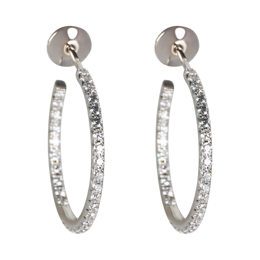 Tiffany & Co. White Gold Diamond Medium Model Metro Hoop Earrings 18k