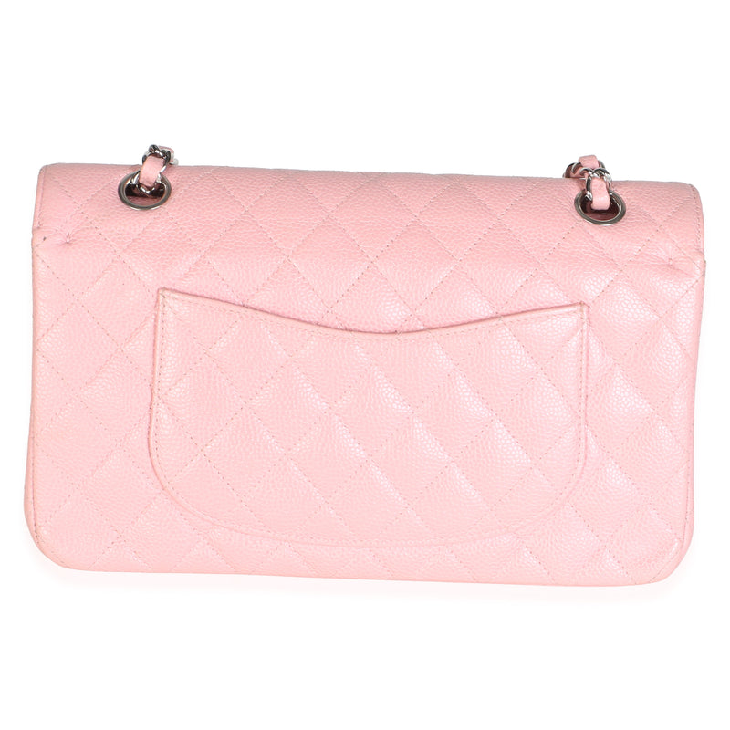 Chanel Pink Quilted Caviar Medium Classic Double Flap Bag Leather