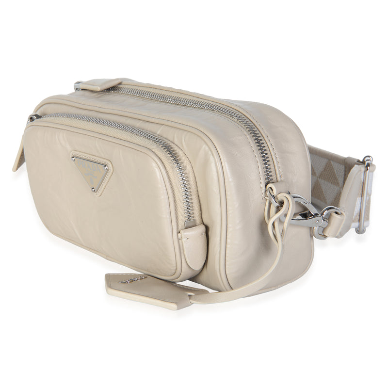 Prada Deserto Antique Nappa Multi-Pocket Shoulder Bag Beige Leather