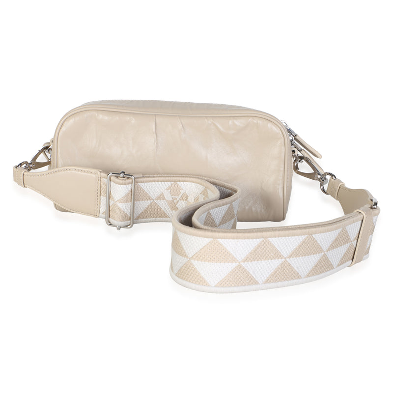 Prada Deserto Antique Nappa Multi-Pocket Shoulder Bag Beige Leather