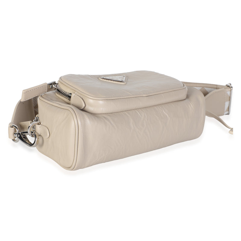 Prada Deserto Antique Nappa Multi-Pocket Shoulder Bag Beige Leather
