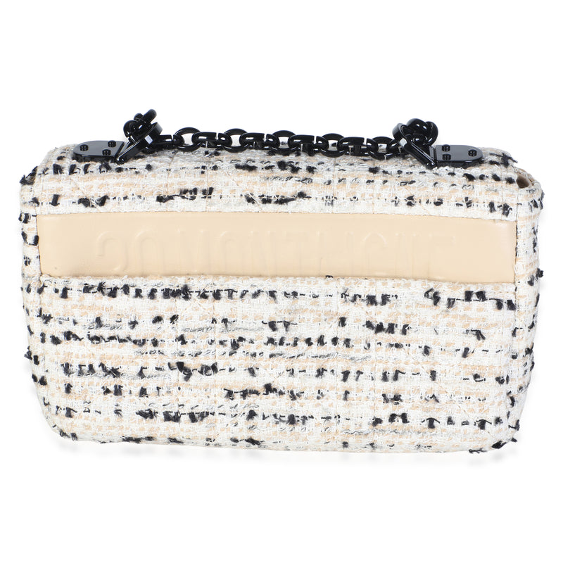 Christian Dior Light Pink Multicolor Tweed Small Caro Chain Bag Neutral Fabric
