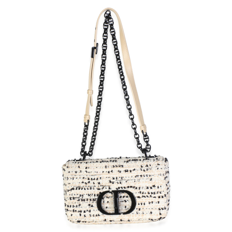 Christian Dior Light Pink Multicolor Tweed Small Caro Chain Bag Neutral Fabric
