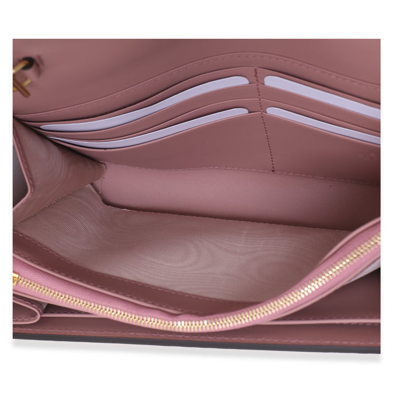 Gucci Rose Calfskin Gg Debossed Chain Wallet Pink Leather Bag