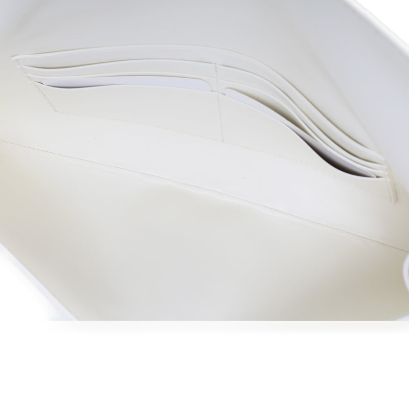 Bottega Veneta Mineral Alabaster Bicolor Intrecciato Nappa Andiamo Clutch White Leather