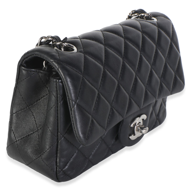 Chanel Black Quilted Lambskin Mini Rectangular Flap Bag Leather