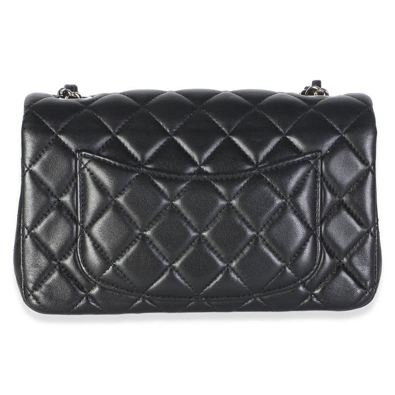 Chanel Black Quilted Lambskin Mini Rectangular Flap Bag Leather