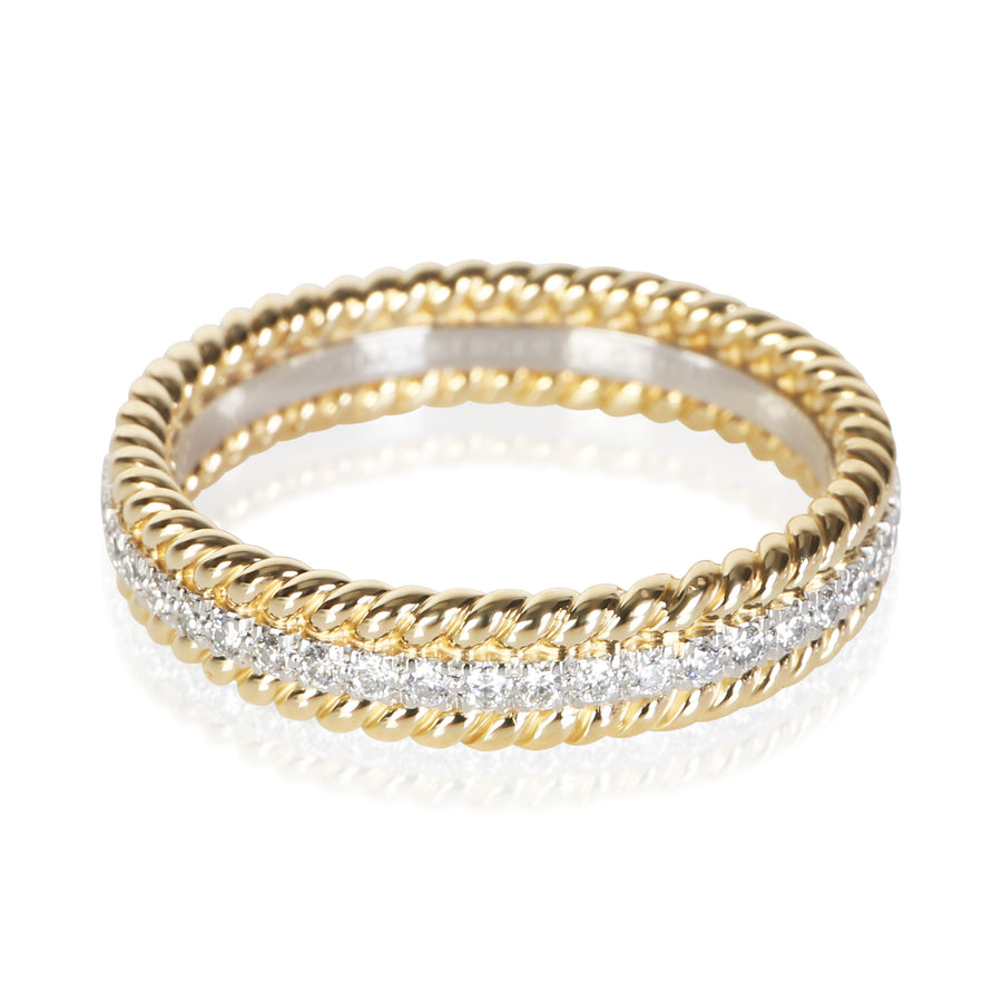 Tiffany & Co. Yellow Gold Platinum Diamond Schlumberger Two Row Ring 18k Rings