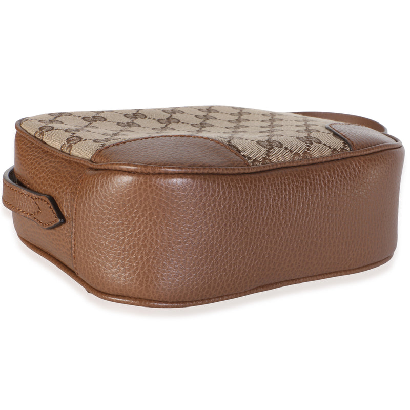 Gucci Brown Dollar Calfskin Beige Gg Canvas Mini Bree Messenger Bag Beige; Canvas; Leather