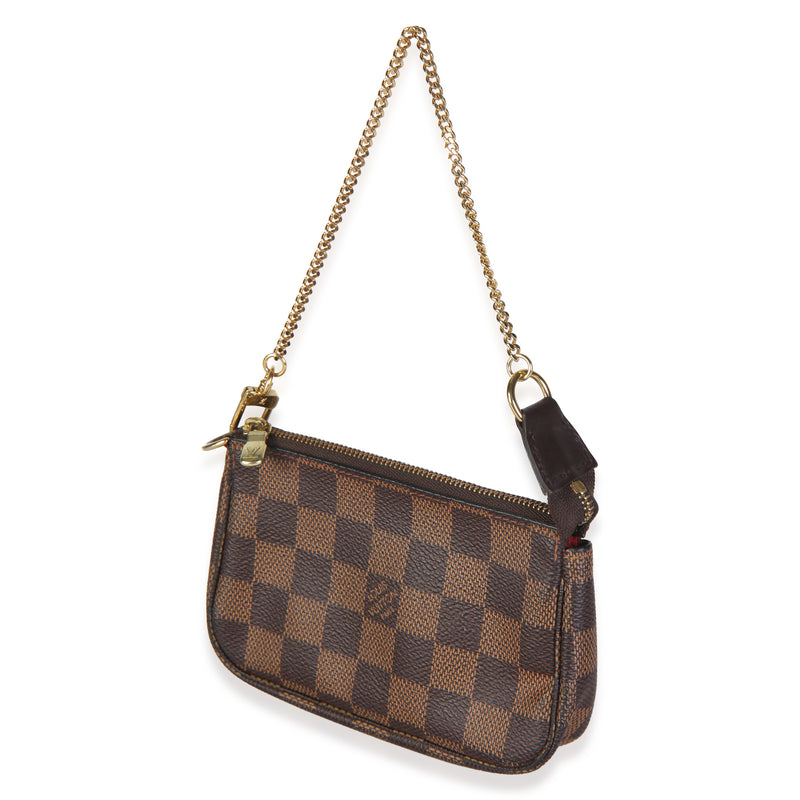 Louis Vuitton Damier Ebene Canvas Mini Pochette Accessoires Brown Coated Bag