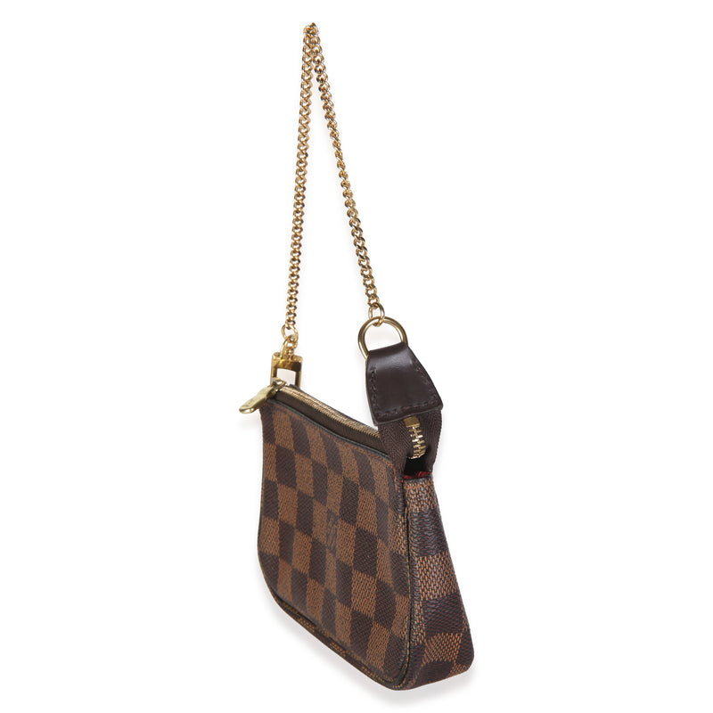 Louis Vuitton Damier Ebene Canvas Mini Pochette Accessoires Brown Coated Bag