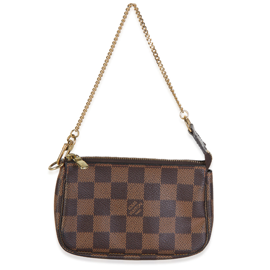 Louis Vuitton Damier Ebene Canvas Mini Pochette Accessoires Brown Coated Bag