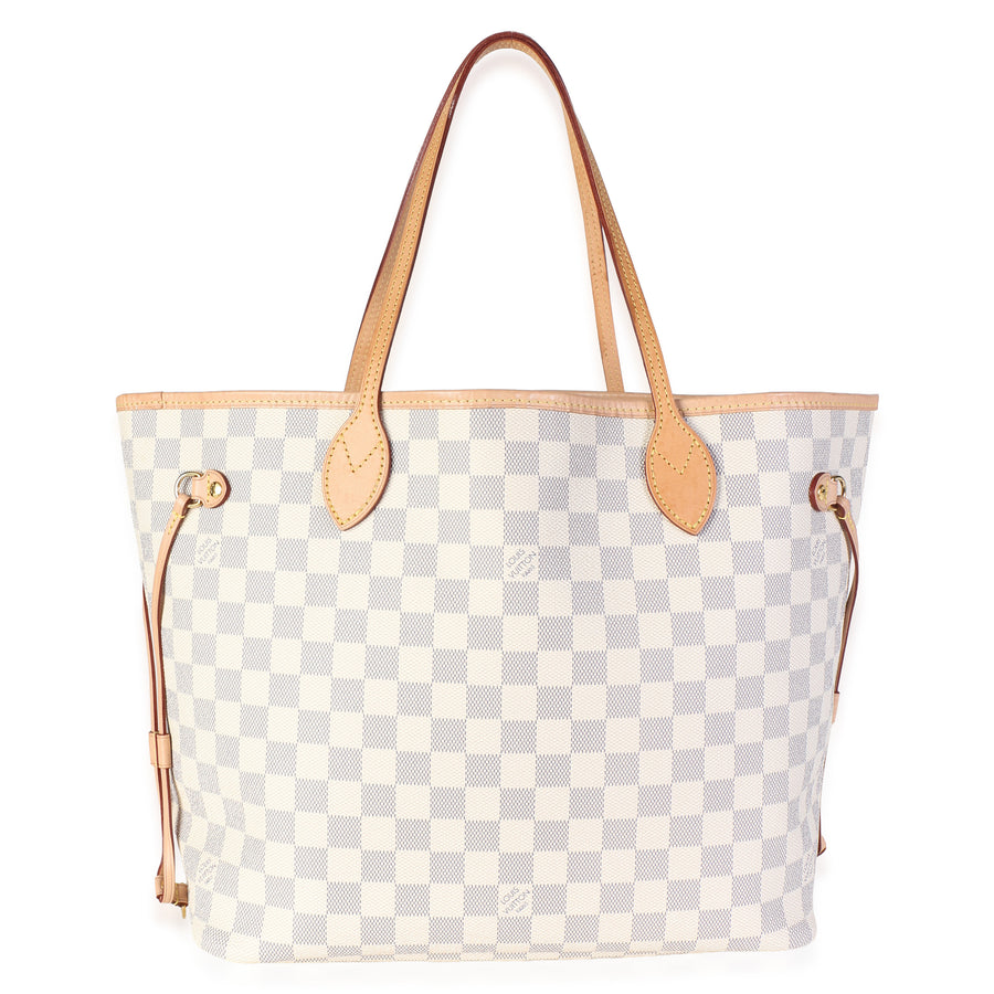 Louis Vuitton Damier Azur Canvas Neverfull Mm Beige Bag