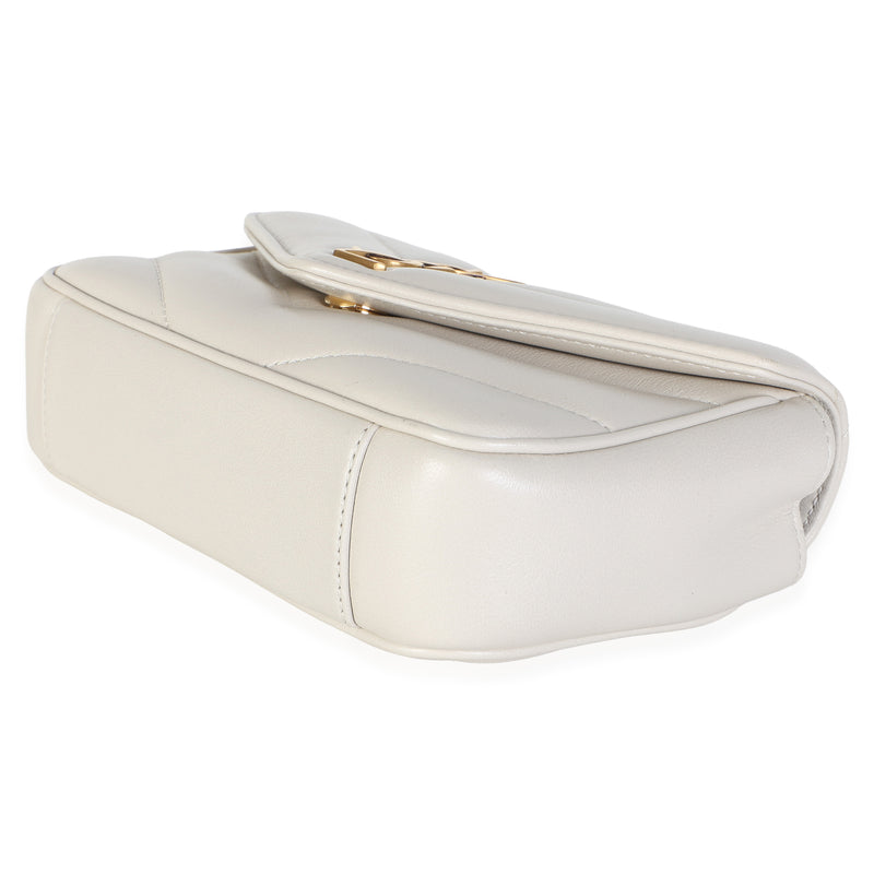 Saint Laurent Crema Chevron Lambskin Monogram Mini Loulou Bag Beige Leather