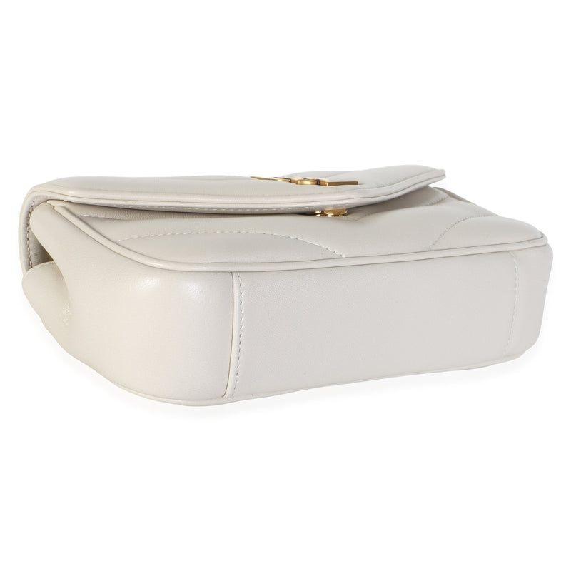 Saint Laurent Crema Chevron Lambskin Monogram Mini Loulou Bag Beige Leather