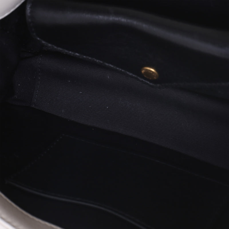 Saint Laurent Crema Chevron Lambskin Monogram Mini Loulou Bag Beige Leather