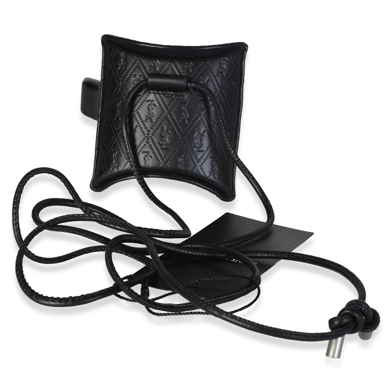 Saint Laurent Black Leather Sunrise Airpods Case Bag
