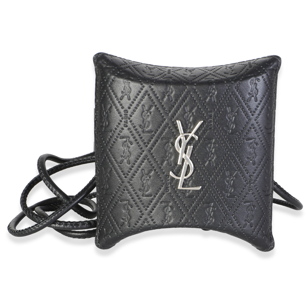 Saint Laurent Black Leather Sunrise Airpods Case Bag