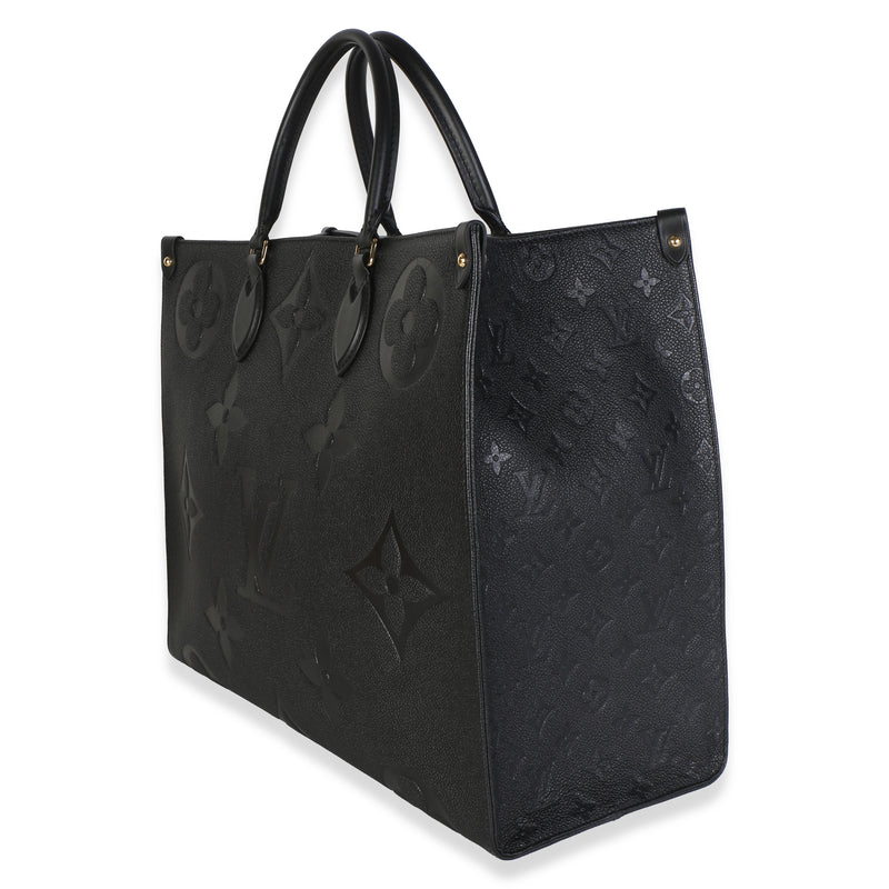 Louis Vuitton Black Giant Monogram Empreinte Onthego Gm Leather Bag