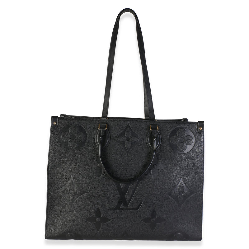 Louis Vuitton Black Giant Monogram Empreinte Onthego Gm Leather Bag