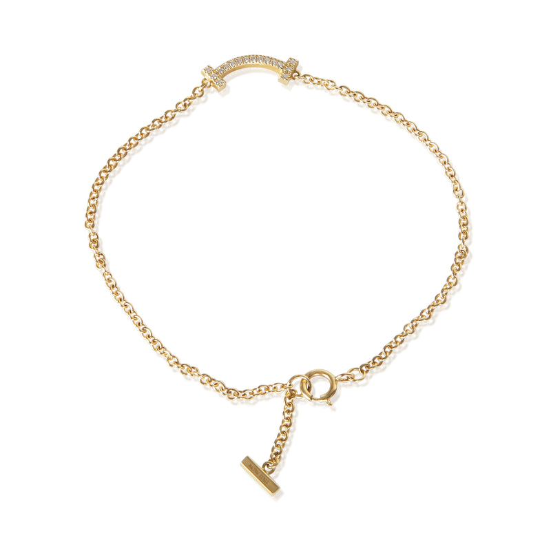Tiffany & Co. Yellow Gold Diamond T Smile Bracelet 18k Bracelets