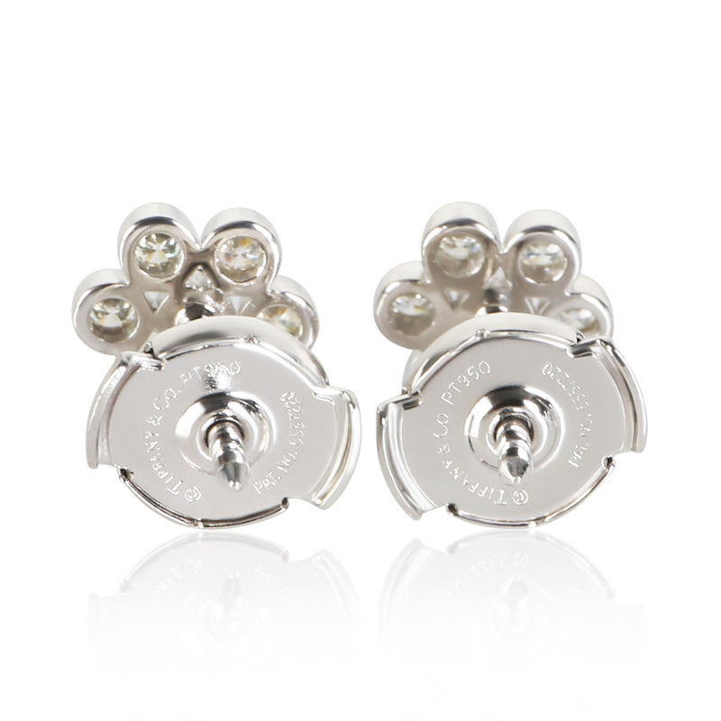 Tiffany & Co. Platinum Diamond Cluster Earrings 950