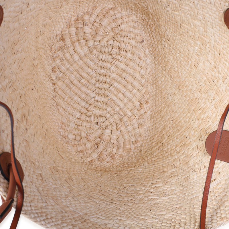 Loewe Natural Tan Calfskin Raffia Small Anagram Basket Tote Beige; Straw/raffia