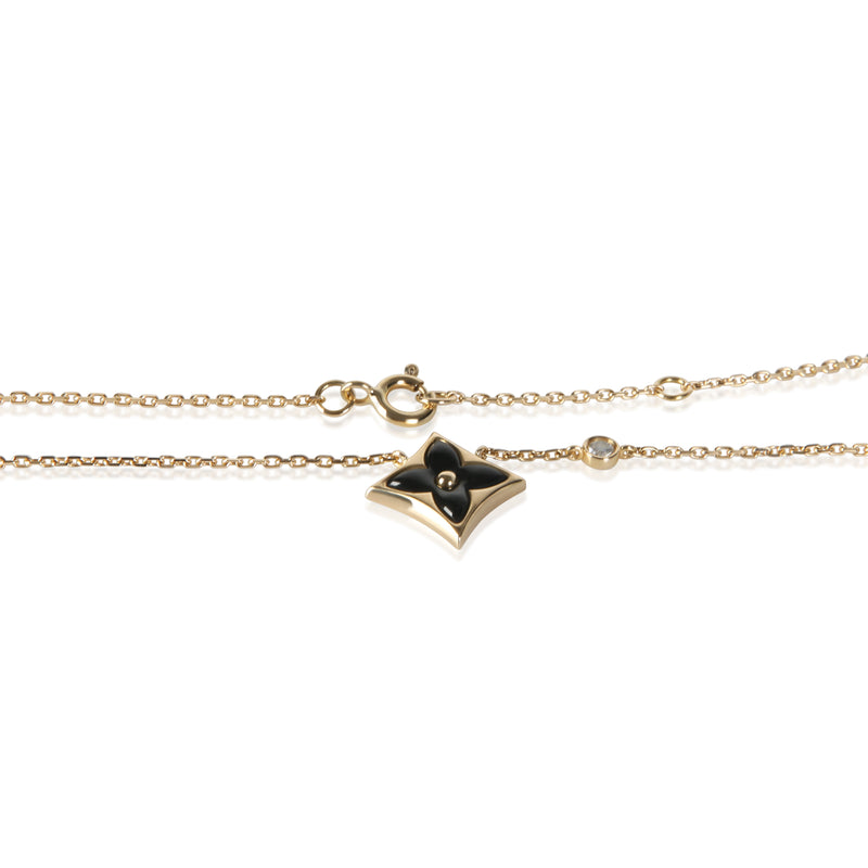 Louis Vuitton Yellow Gold Onyx And Diamond Blossom Bb Star Pendant 18k