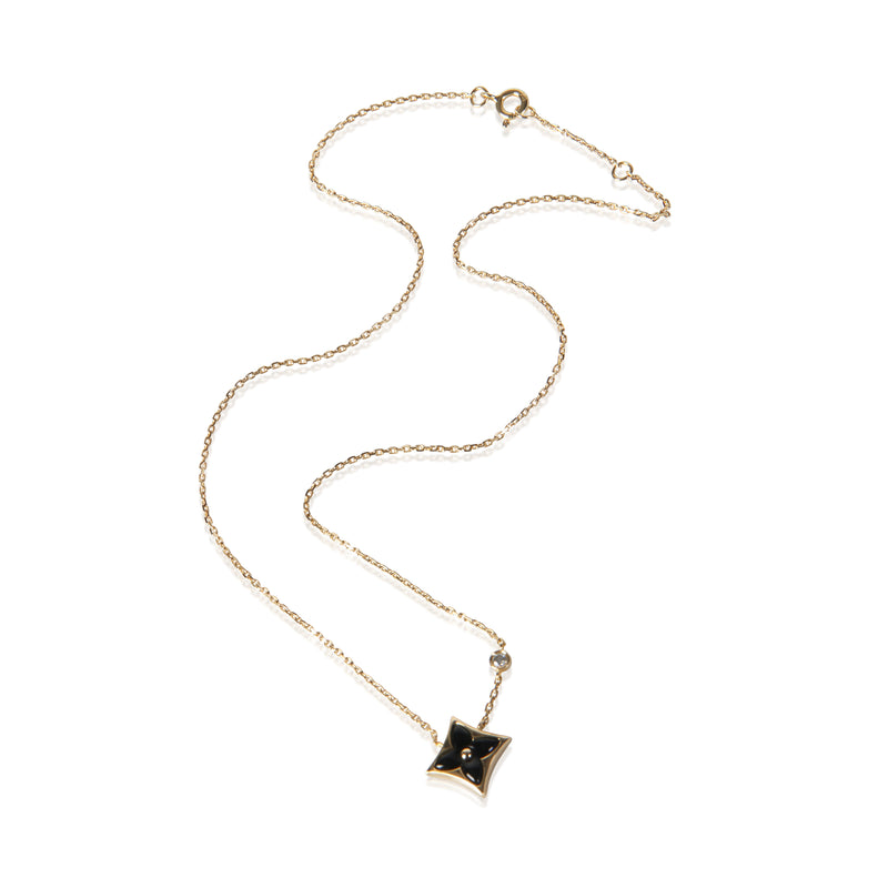 Louis Vuitton Yellow Gold Onyx And Diamond Blossom Bb Star Pendant 18k