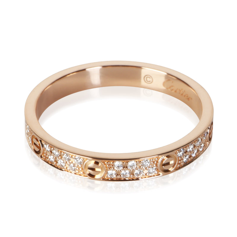 Cartier Rose Gold Diamond Mini Model Love Ring 18k Rings