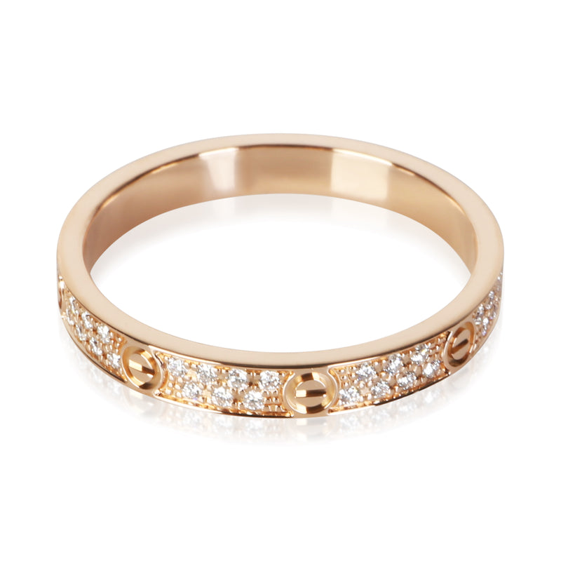 Cartier Rose Gold Diamond Mini Model Love Ring 18k Rings