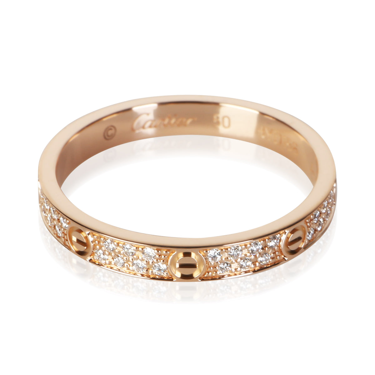 Cartier Rose Gold Diamond Mini Model Love Ring 18k Rings