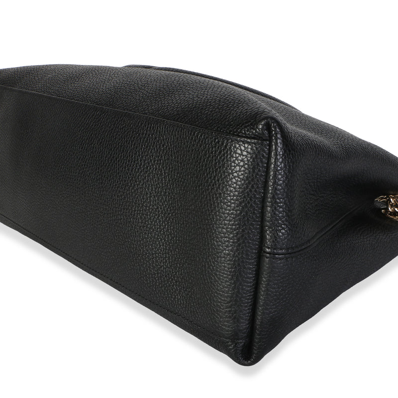 Gucci Black Pebbled Calfskin Medium Soho Chain Shoulder Bag Leather