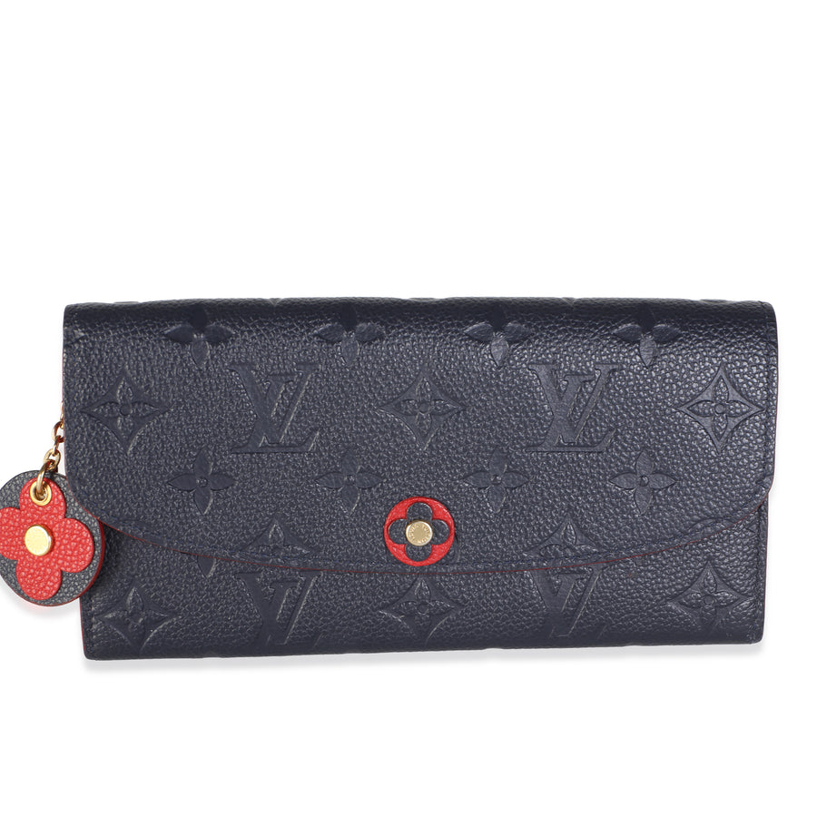 Louis Vuitton Marine Rouge Monogram Empreinte Bloom Flower Emilie Wallet Blue; Red Leather