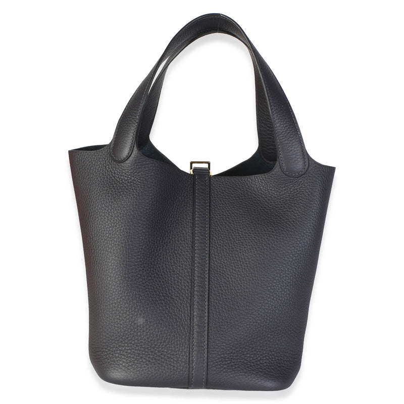 Hermès Caban Clemence Picotin Lock 22 Ghw Black Leather Bag