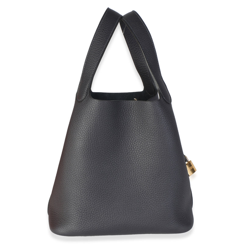 Hermès Caban Clemence Picotin Lock 22 Ghw Black Leather Bag
