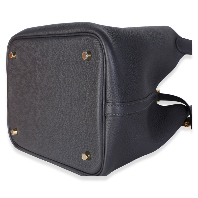 Hermès Caban Clemence Picotin Lock 22 Ghw Black Leather Bag