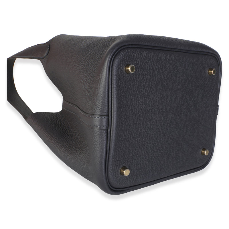 Hermès Caban Clemence Picotin Lock 22 Ghw Black Leather Bag