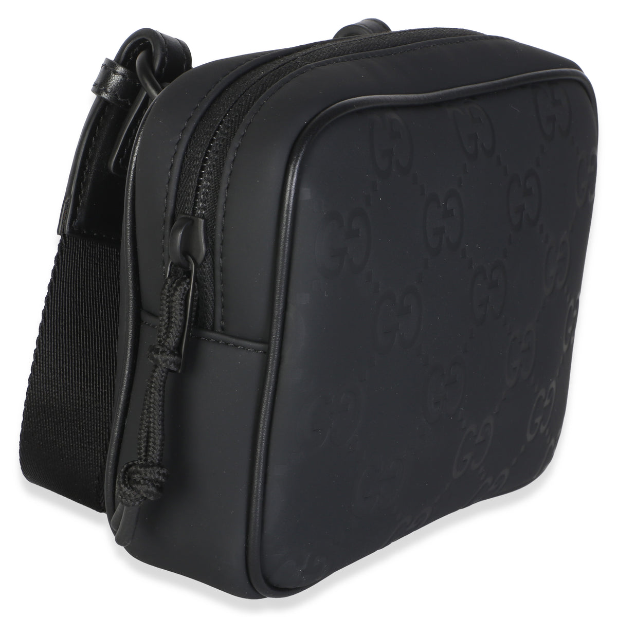 Gucci Black Gg Matte Rubber Effect Edge Mini Crossbody Plastic/rubber
