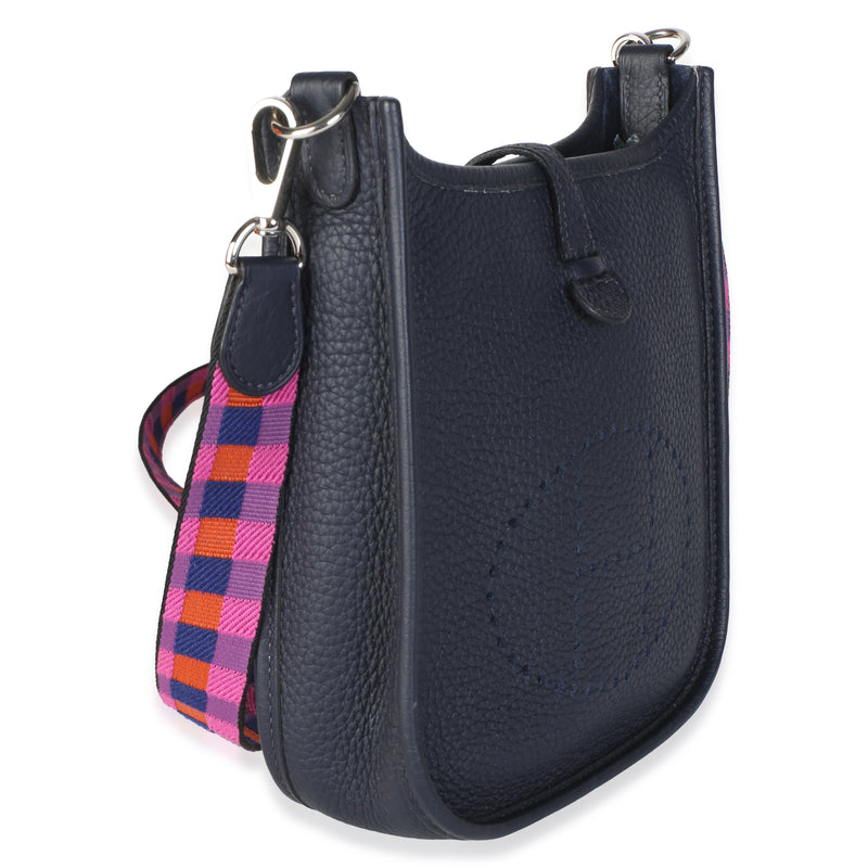 Hermès Bleu Nuit Clemence Saphir Anemone Maxi Quadrille Mini Evelyne Tpm 16 Blue Leather Bag