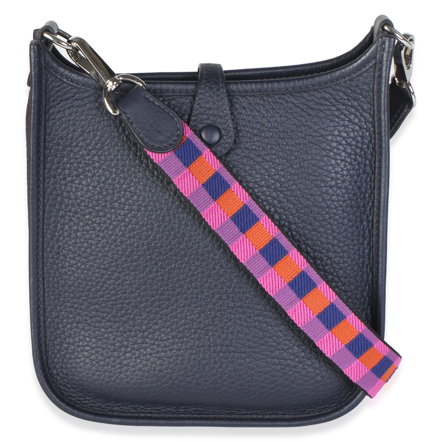 Hermès Bleu Nuit Clemence Saphir Anemone Maxi Quadrille Mini Evelyne Tpm 16 Blue Leather Bag
