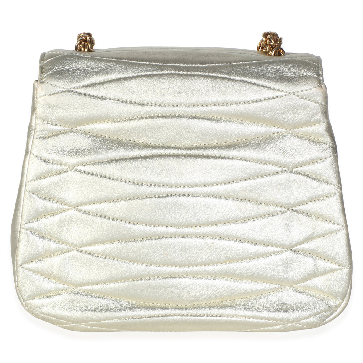 Chanel Vintage 24k Gold Metallic Quilted Lambskin Mini Flap Bag Gold; Leather
